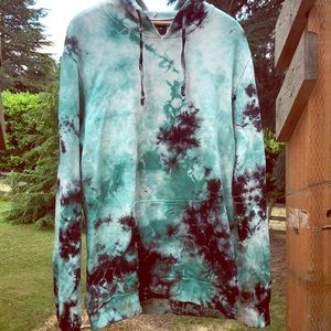 Green black and white tie dye hoodie